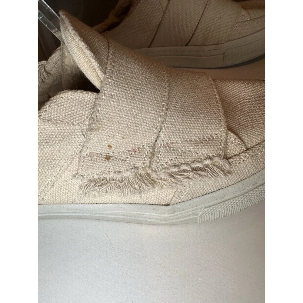 Zara Trafaluc Beige Canvas Raw Edge Mule Sneaker Slip On Shoes Womens Size 7.5